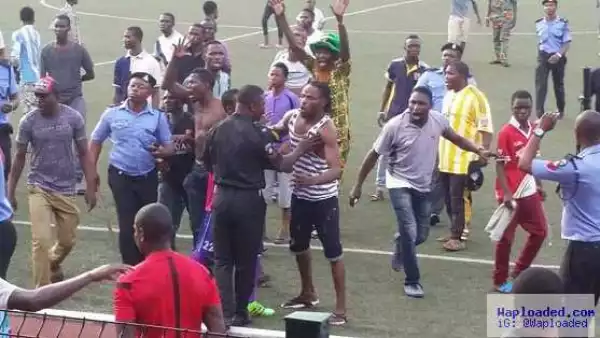 Fight Breaks Out At Agege Stadium As Shooting Stars Beats MFM FC 1 – 0 (Photos)
